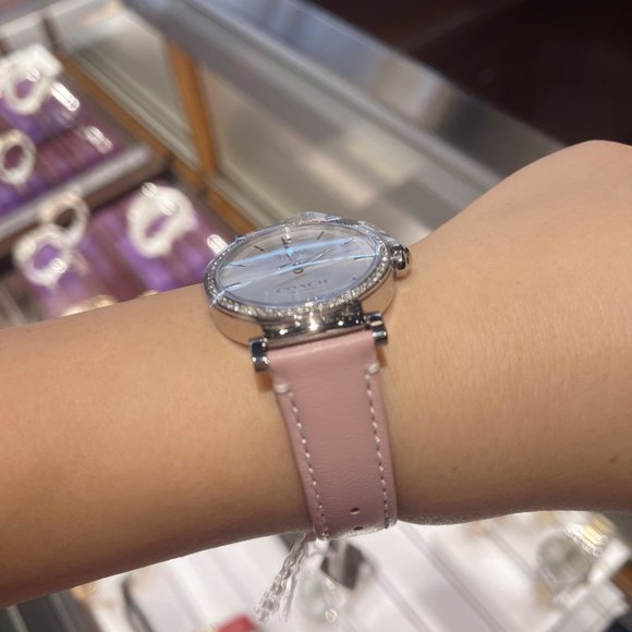 NWB 14503550 Coach MADISON 34mm Crystal Watch Silver Dial Pink Strap AUTHENTIC! main image 7